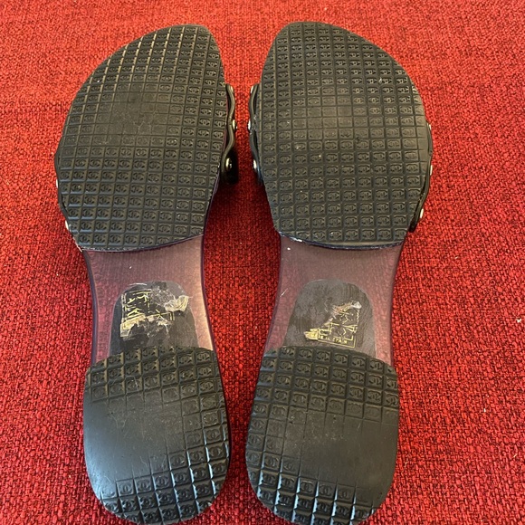 Authentic Chanel Navy Blue Mules Slide On Sandals 6 with Buckle - Picture 3 of 7